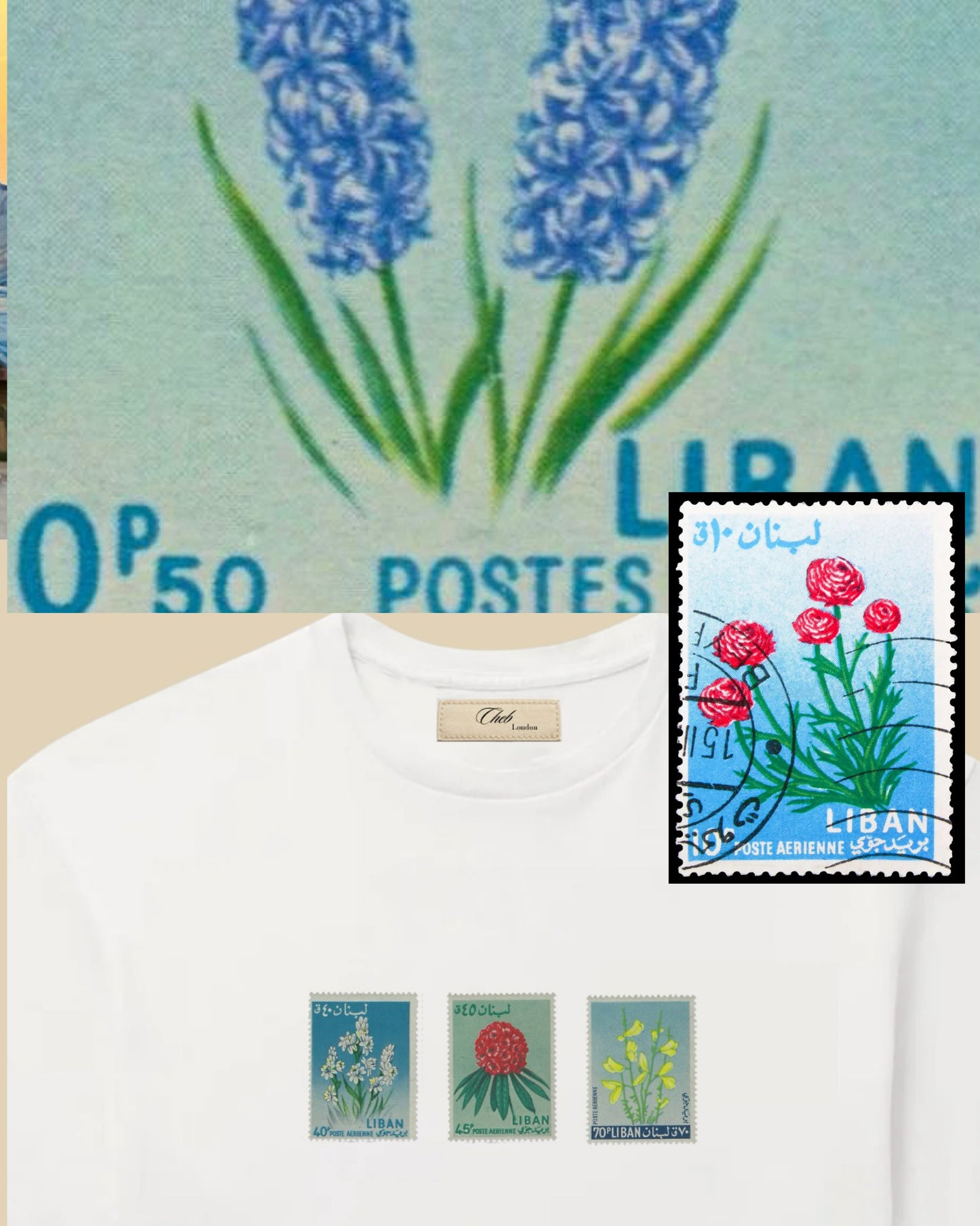Vintage Lebanon Stamp T-Shirt